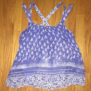 Light blue and white tank top